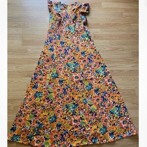 Floral Maxi Dress with Ruffle Sleeves Vintage Hawaiian Muumuu Hukilau Fashions